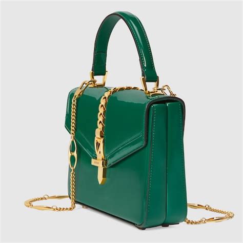 Gucci Verde Sylvie 1969 Cartella in pelle Verde scuro 